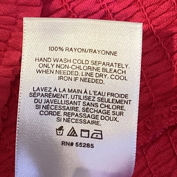 Express Ruffle Neck Smocked Top Button Accents S Pink 70X - Picture 9 of 10